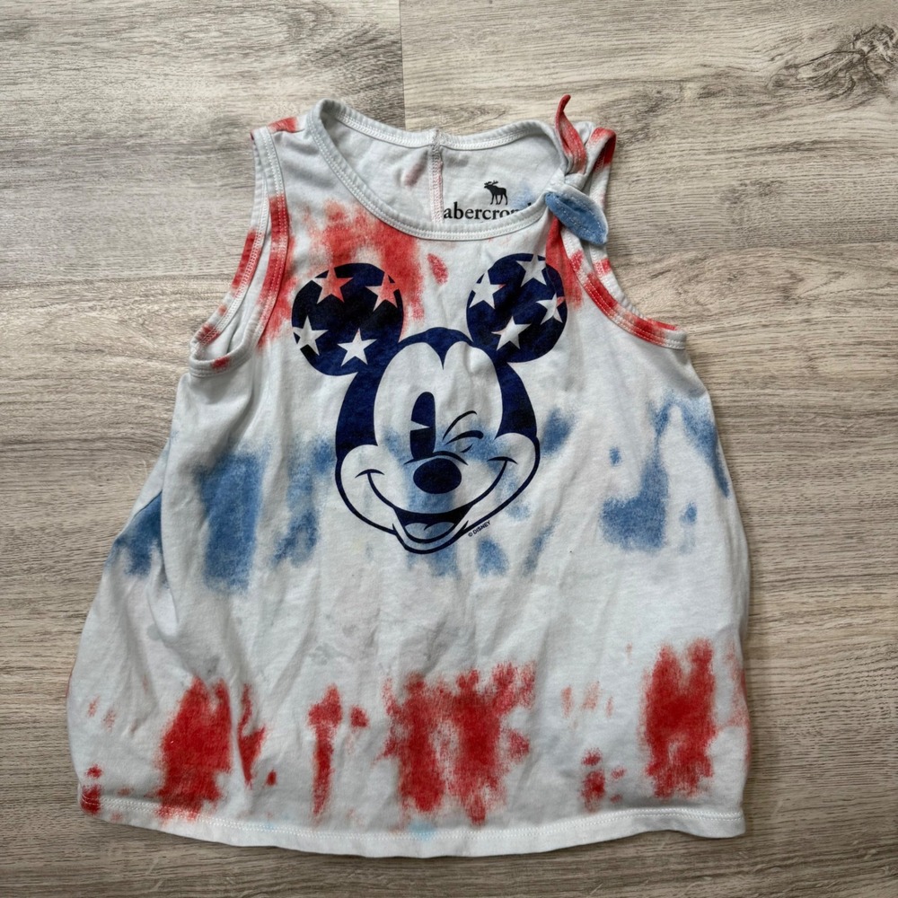 Abercrombie Kids Mickey Mouse Tank Top Tie Dye Patriotic Red White‎ Blue 5/6